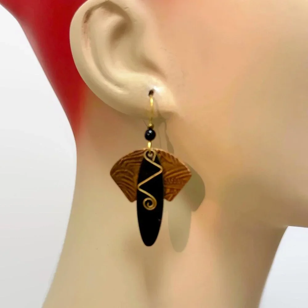 Modern Earrings, Boho, Unique, Mixed Metals, Copper, Brass,Handcrafted, Vintage